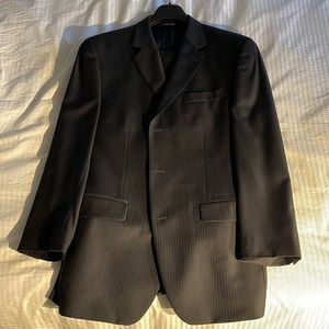 Calvin Klein Mens Navy Pinstripe 3-Button Suit